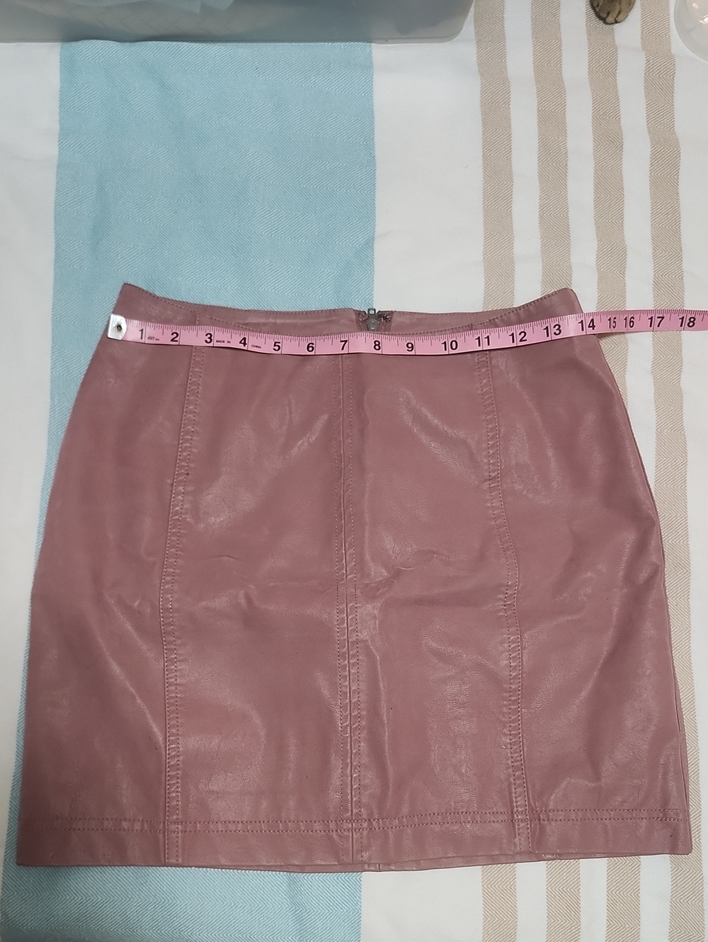 Free People Dusty Rose Faux Leather Mini Skirt